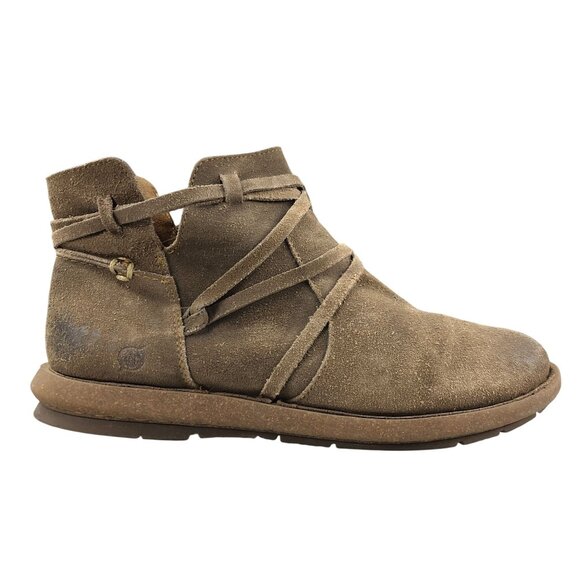 Born Women's Size 8.5 Tarklin Brown Distressed Suede Cutout Ankle Booties FAIR - Picture 1 of 16